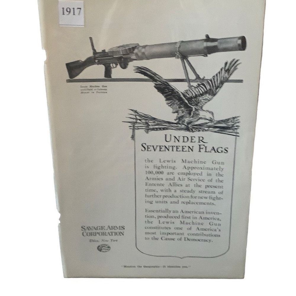 Vintage 1917 Savage Under Seventeen Flags Savage Arms Ad Advertisement